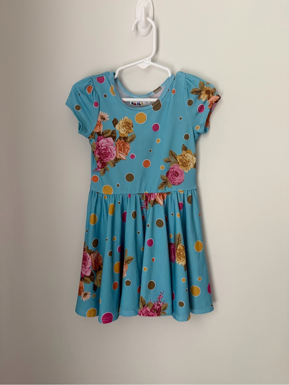 Dot Dot Smile Turquoise Floral & Polka Dot Girls' Dress